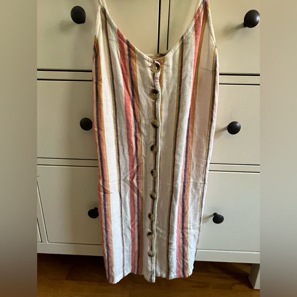 Rip Curl button-front striped Summer Mini Dress - Size Small